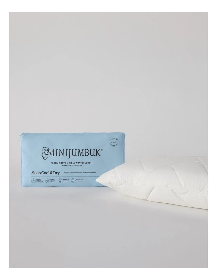 Sleep Cool & Dry Wool And Cotton Waterproof Mattress Protector in White image 1