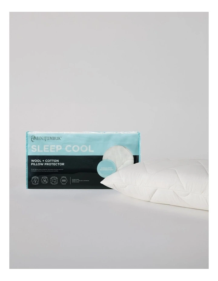 Sleep Cool Wool + Cotton Pillow Protector in White image 1