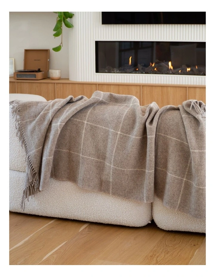 Brighton Throw Blanket in Beige Stripe image 3