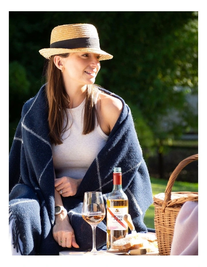 Brighton Throw Blanket in Navy Stripe image 3
