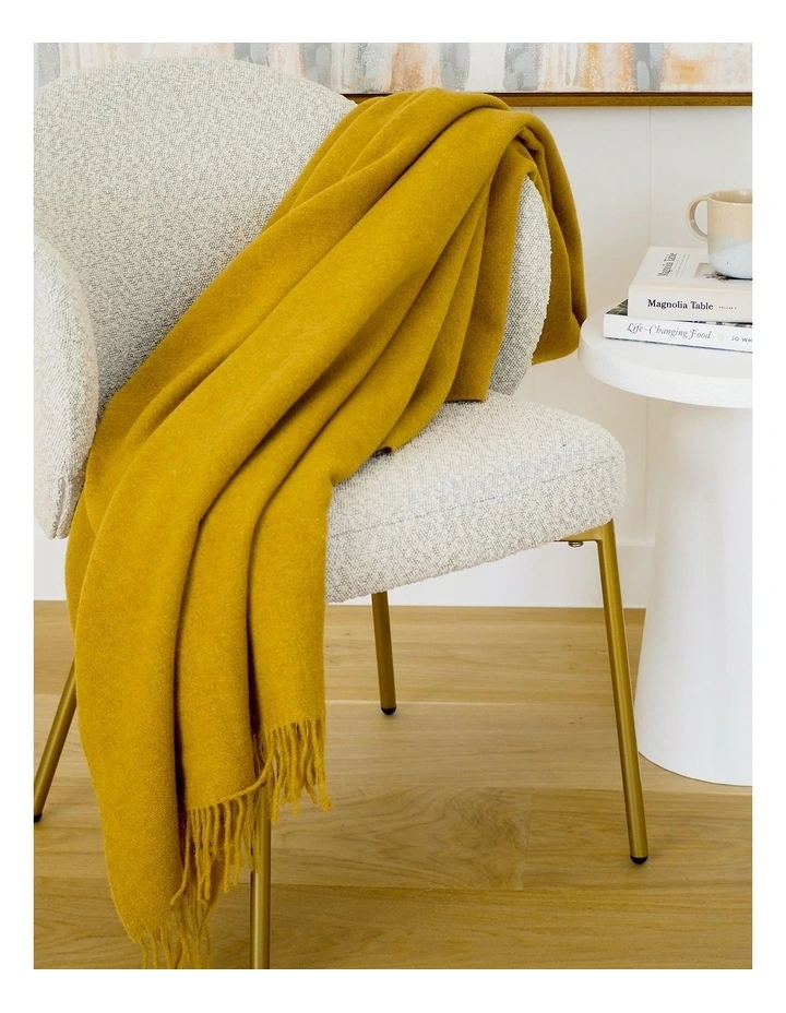 Oxford Throw Blanket in Mustard image 2