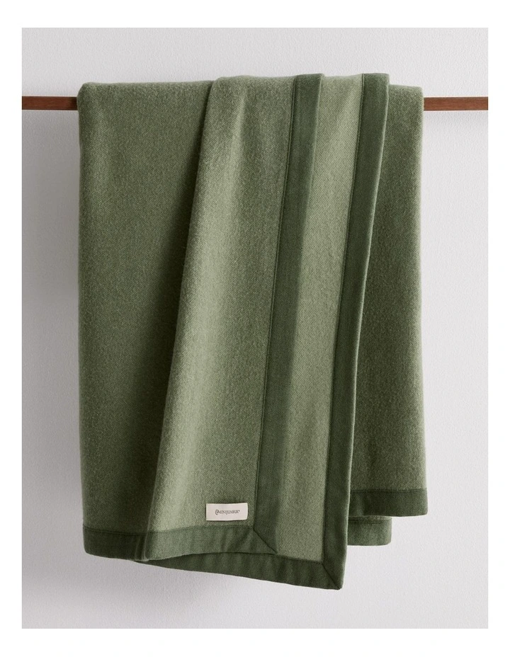 Henley Australian Merino Luxury Wool Blanket in Green image 1