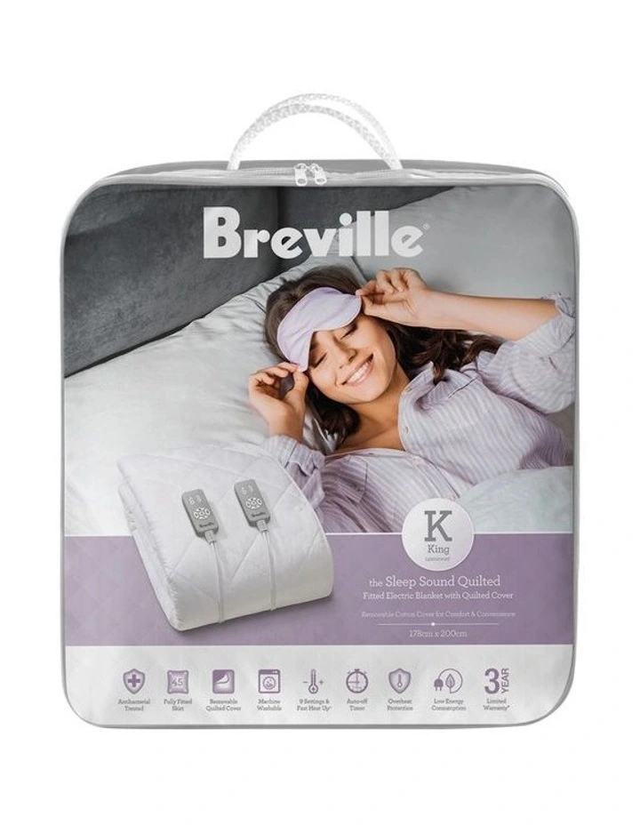 LEB559WHT2IAN1 The Sleep Sound Quilted King Fitted Electric Blanket in White image 2