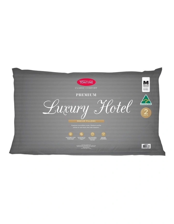 Luxury Hotel Medium Pillow 2 Pack in White image 1