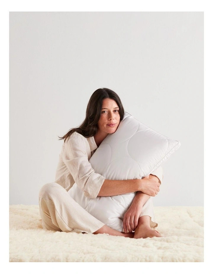 Breathe Wool Cotton Quilted Pillow in White image 3