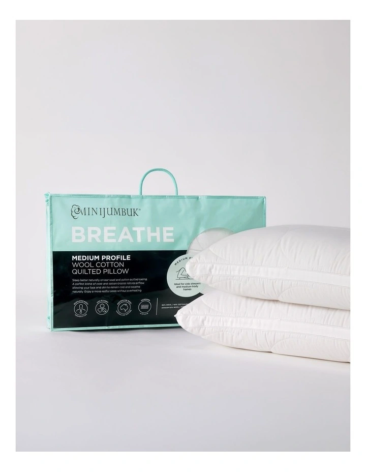 Breathe Wool Pillow 2 Pack in White image 1
