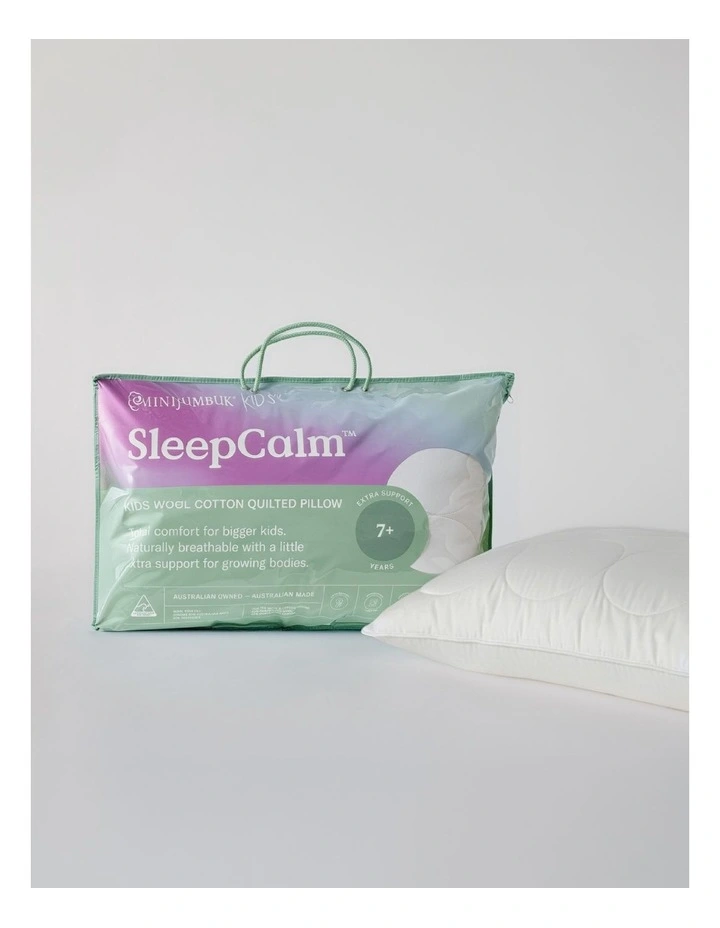 SleepCalm Wool Cotton Quilted Pillow 7+ in White image 1
