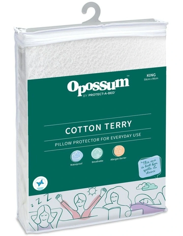 Cotton Terry Waterproof King Pillow Protector image 1