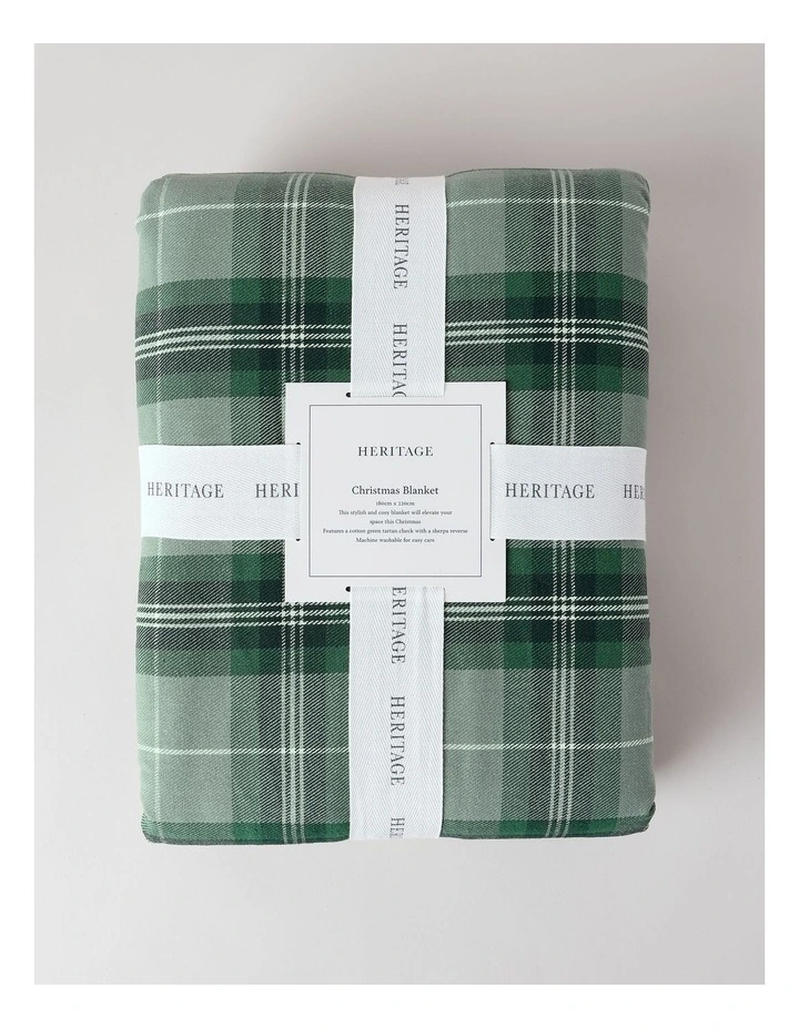 Christmas Blanket in Green Tartan image 1