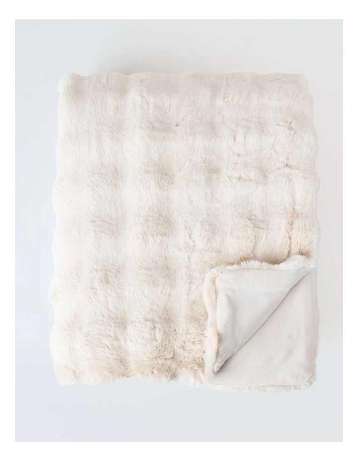 Evelyn Faux Fur Blanket in Champagne image 1