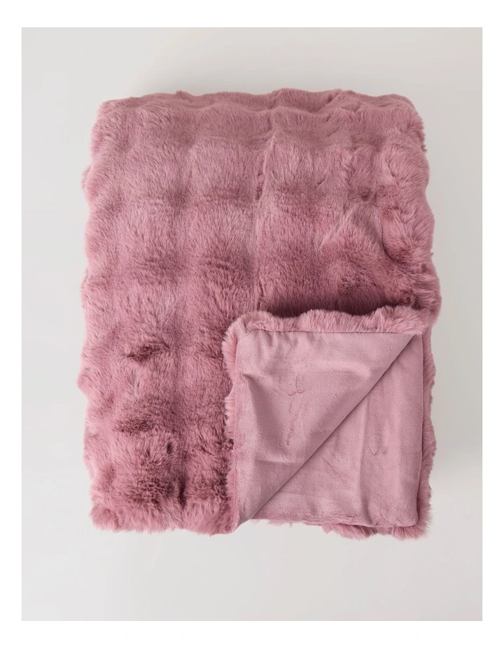 Evelyn Faux Fur Blanket in Rose image 1