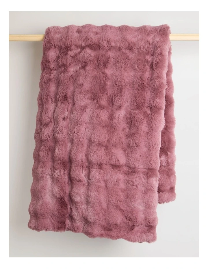 Evelyn Faux Fur Blanket in Rose image 4