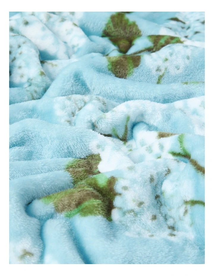 Chenille Fringe Blanket in Blue Floral Print image 3