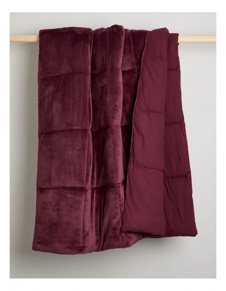 Quilted Plush Blanket in Burgundy image 3
