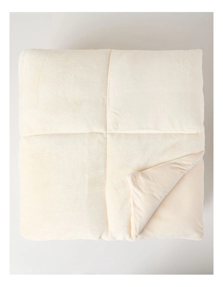 Quilted Plush Blanket in Natural image 1