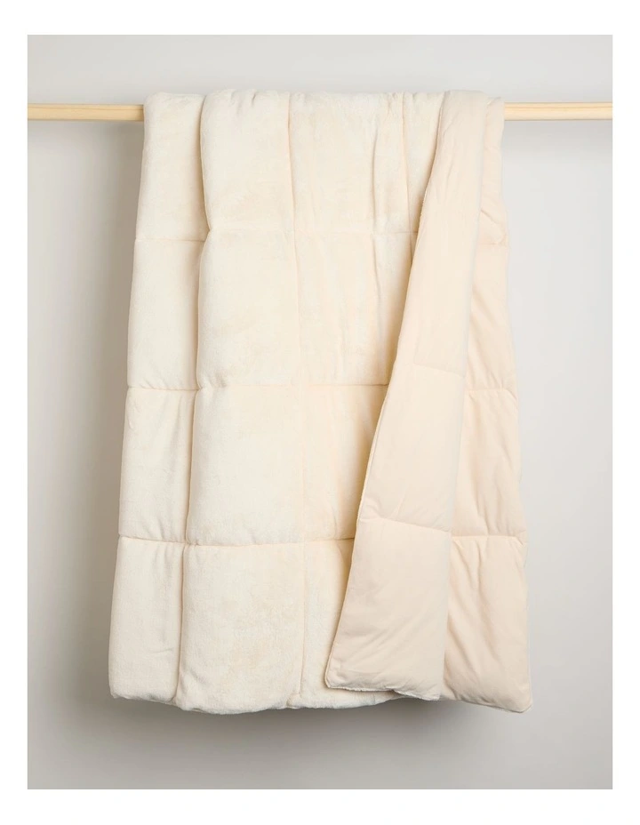 Quilted Plush Blanket in Natural image 3