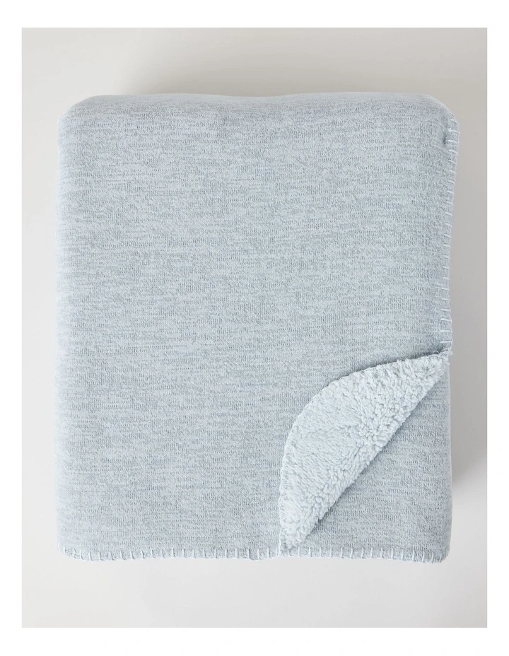 Chenille Sherpa Blanket in Blue image 1
