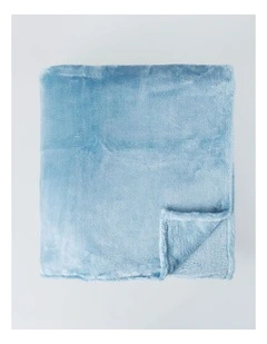 Faux Fur Blanket in Blue Fog