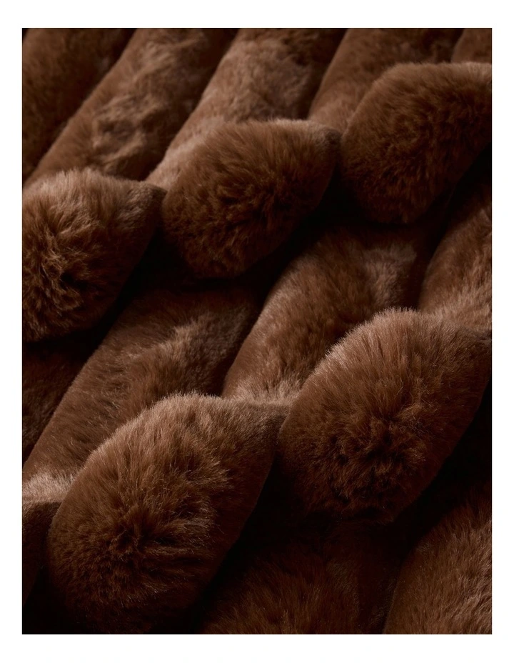 Chunky Rib Blanket in Brown image 2