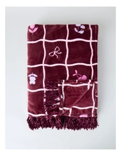 Chenille Blanket in Burgundy Multi