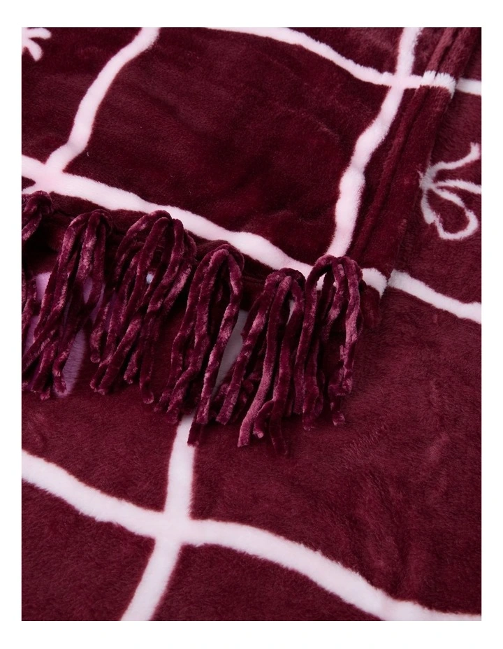 Chenille Blanket in Burgundy Multi image 2