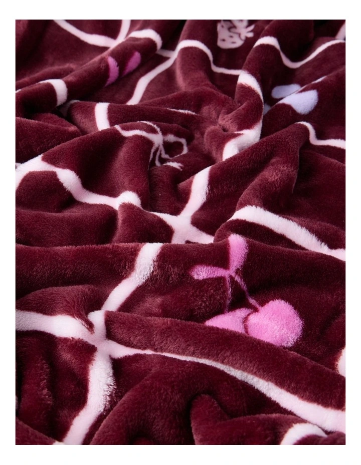 Chenille Blanket in Burgundy Multi image 3
