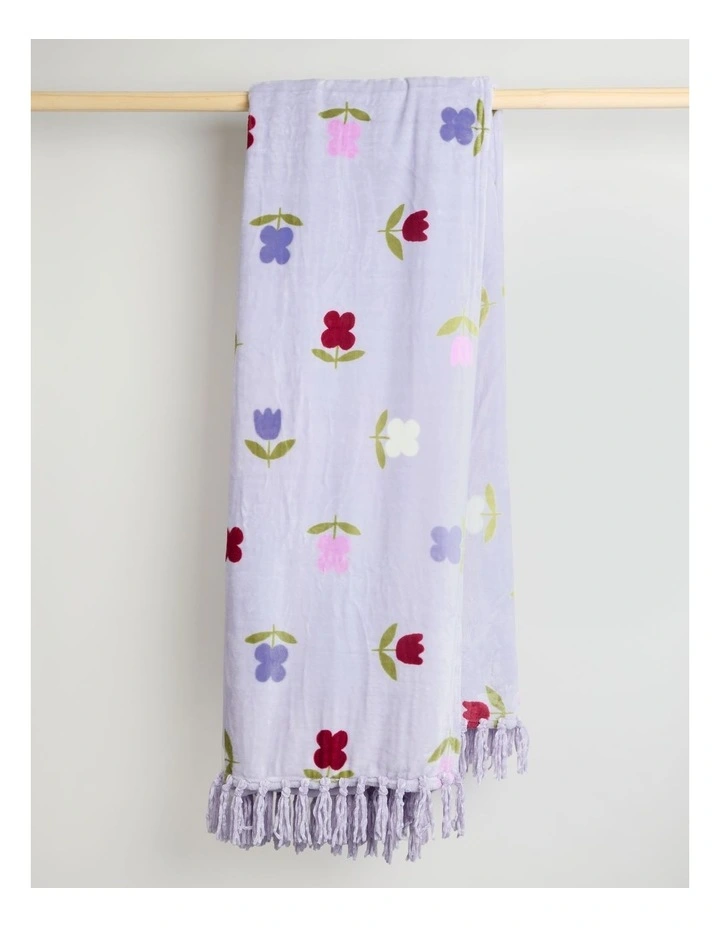 Chenille Blanket in Purple Multi image 4