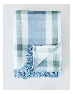 Chenille Blanket in Blue Check