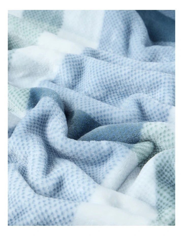Chenille Blanket in Blue Check image 3