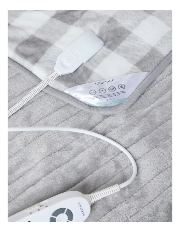 Heated Throw in Charcoal Check image 5