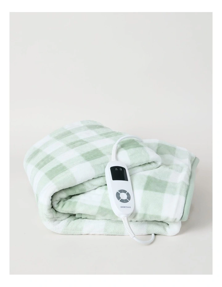 Heated Throw in Sage Check image 2