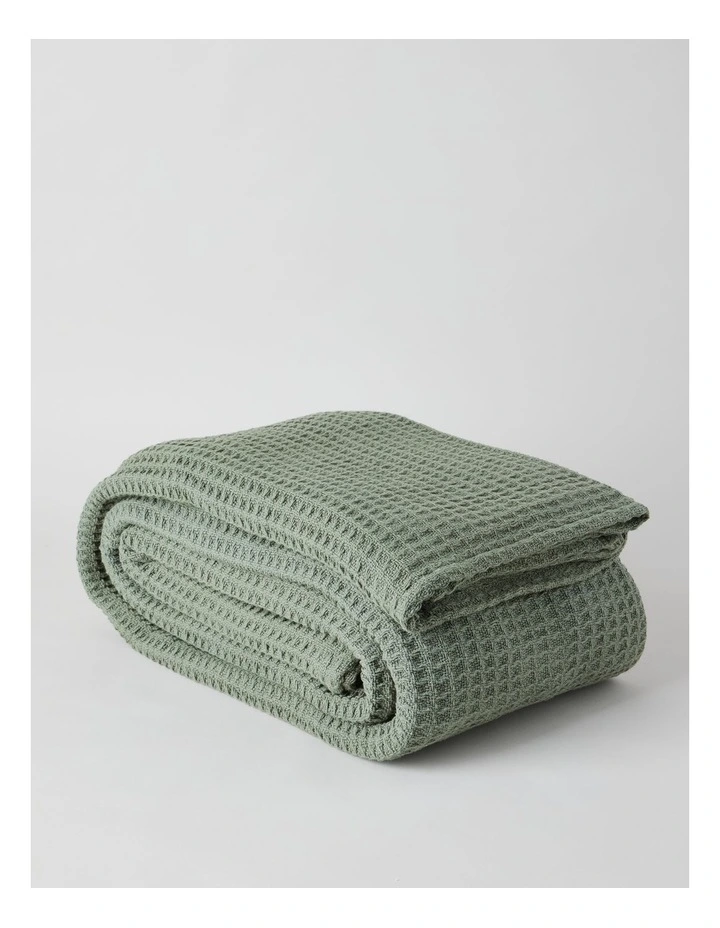 Summer Waffle Blanket in Agave Green image 2