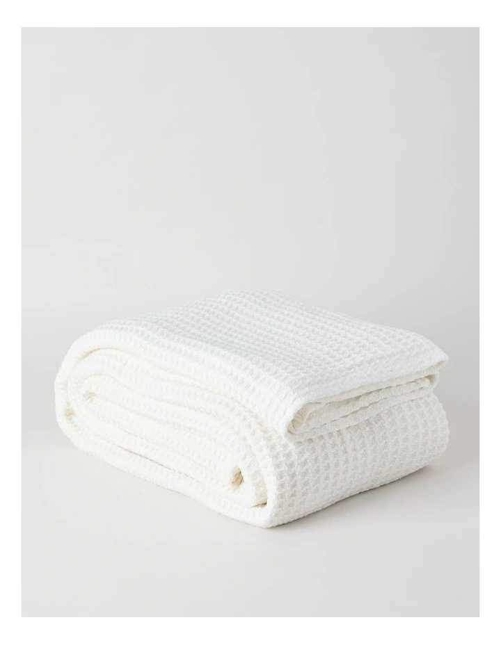 Summer Waffle Blanket in White image 2