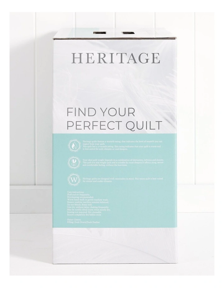 Heritage Duck Down And Feather Quilt In White image 4