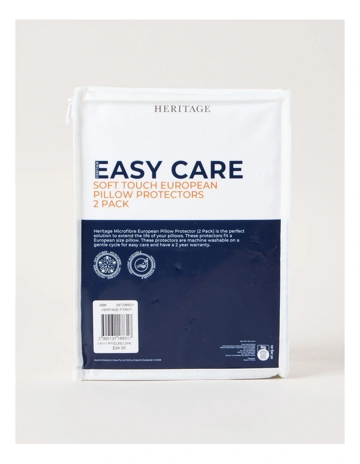 Easy Care Soft Touch Quilted European Pillow Protector 2 Pack image 1