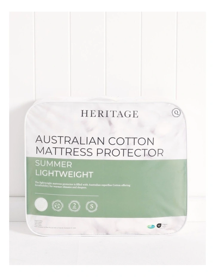 Heritage Cotton Quilted Mattress Protector in White MYER