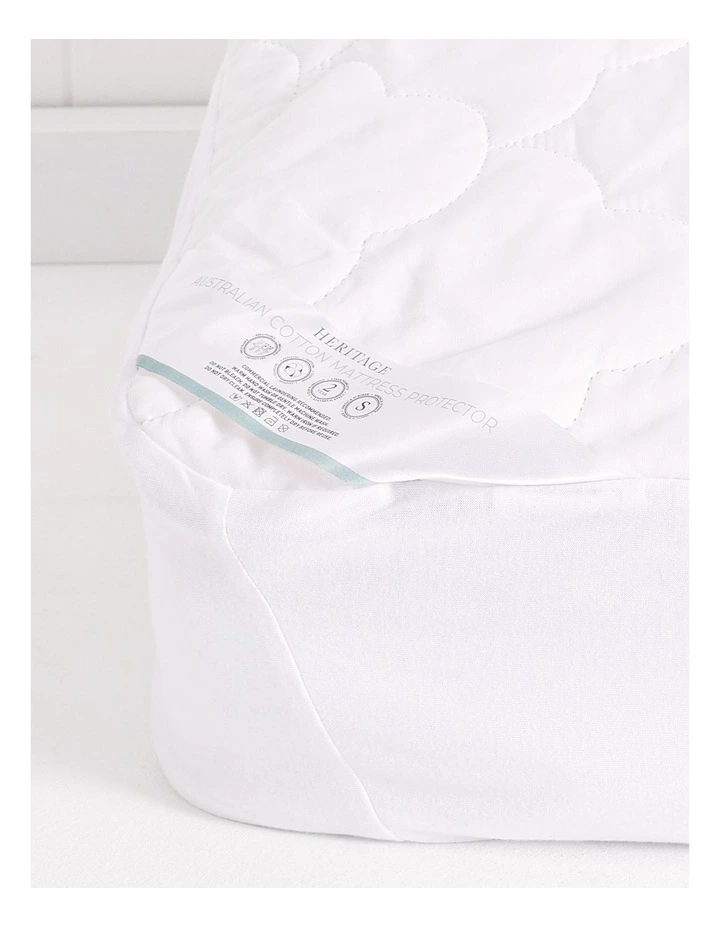 Heritage Cotton Quilted Mattress Protector in White MYER