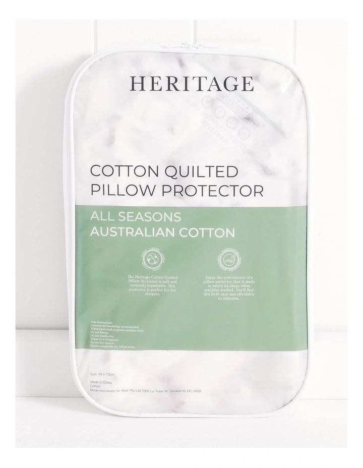 Heritage Australian Cotton Quilted Pillow Protector MYER