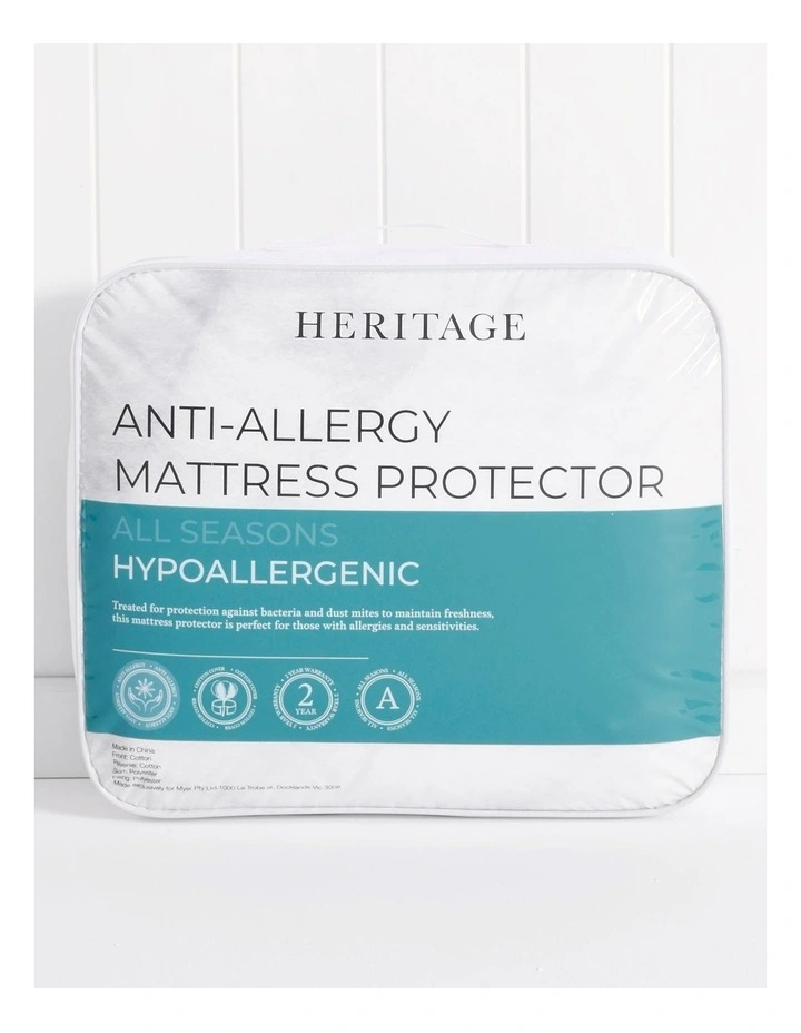 Heritage Allergy Sensitive Mattress Protector In White MYER