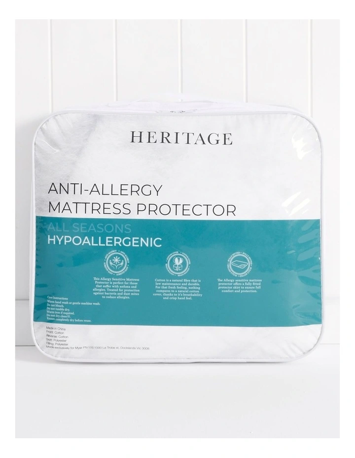 Heritage Allergy Sensitive Mattress Protector In White MYER