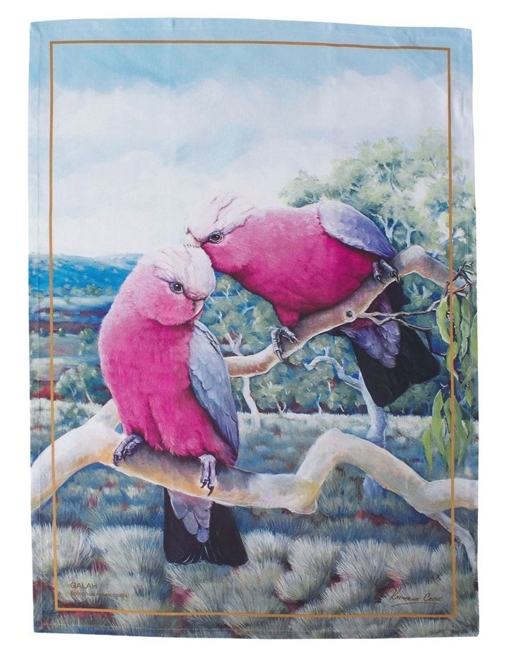 Birds of Australia KC 10yr Anniversary Tea Towel 50x70cm Galah Print image 1