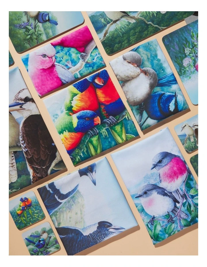 Birds of Australia KC 10yr Anniversary Tea Towel 50x70cm Rose Robin Print image 3