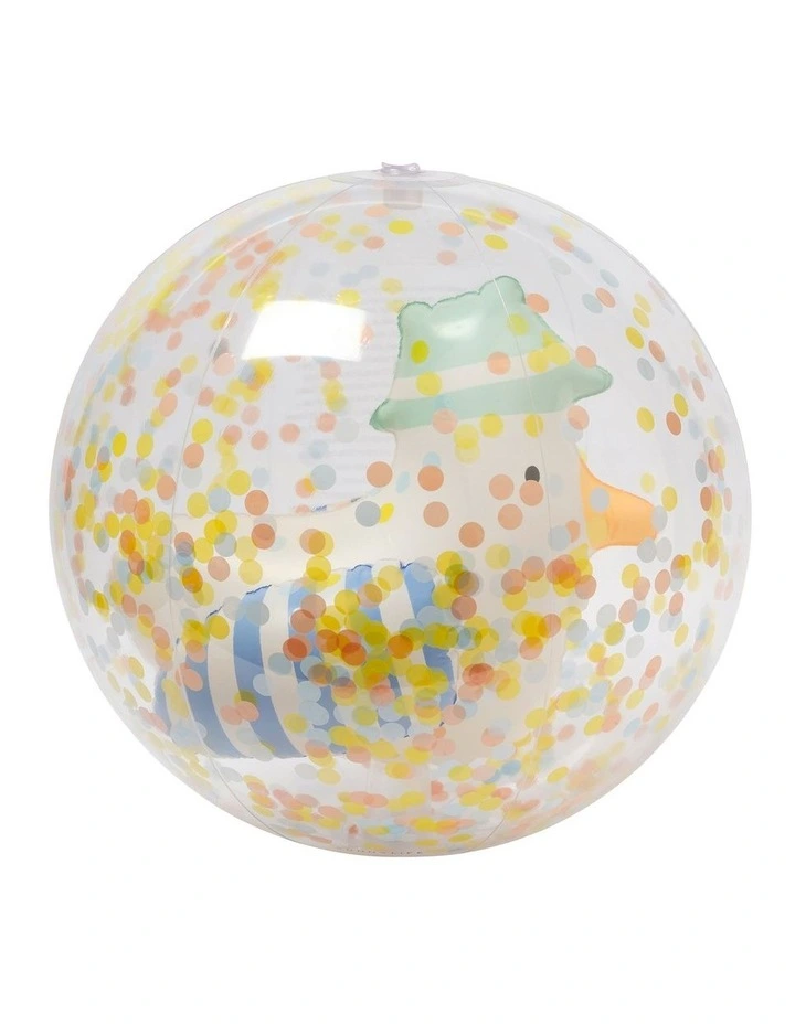 3D Inflatable Beach Ball Sammy the Seagull Blue Stripe image 1