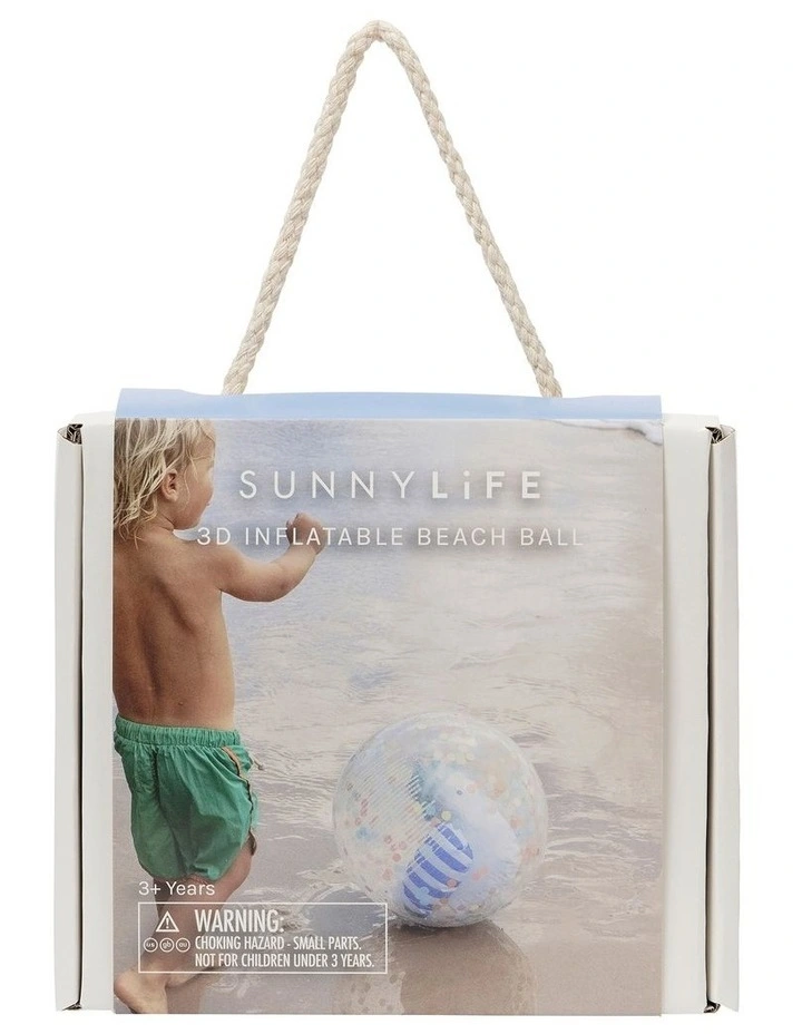 3D Inflatable Beach Ball Sammy the Seagull Blue Stripe image 3