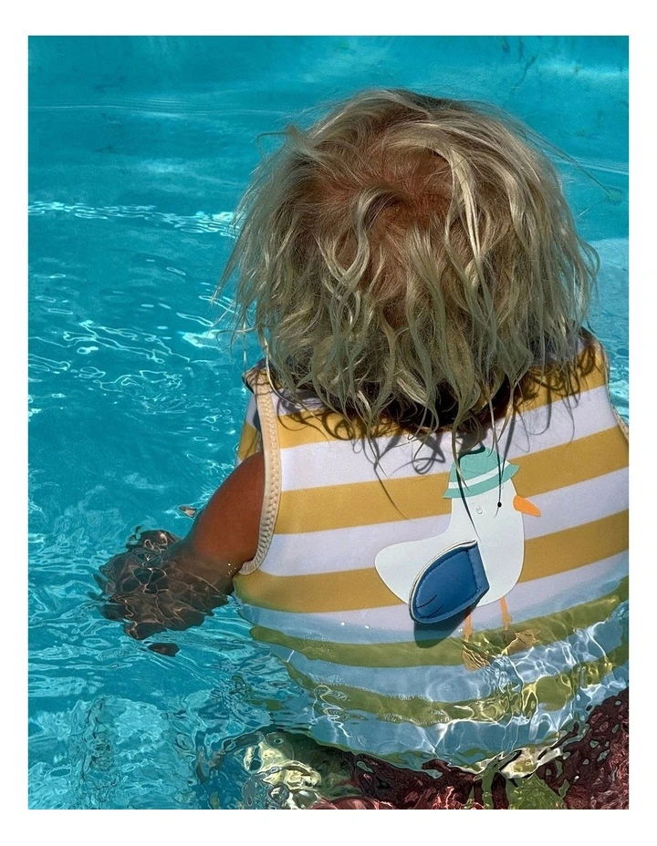 Sammy The Seagull Stripe Swim Vest (1-2 Years) in Mustard image 2