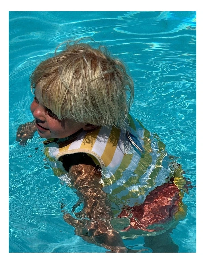 Sammy The Seagull Stripe Swim Vest (1-2 Years) in Mustard image 5
