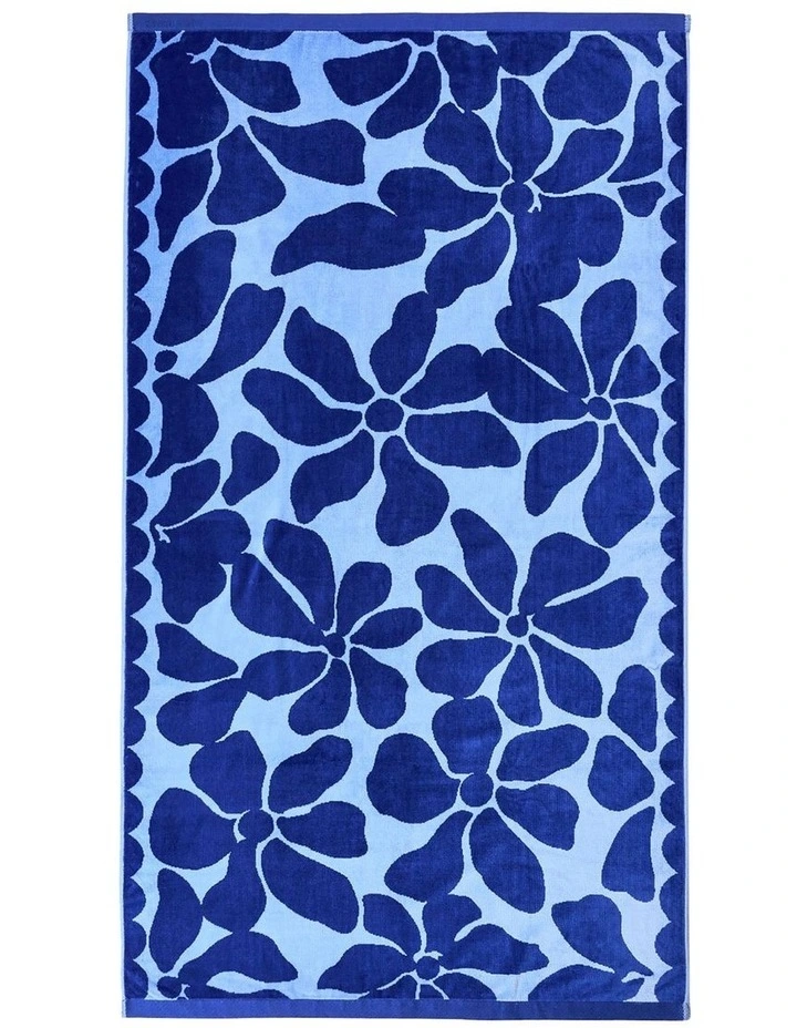 Palma Petal Australian Cotton Beach Towel in Royal Blue image 1