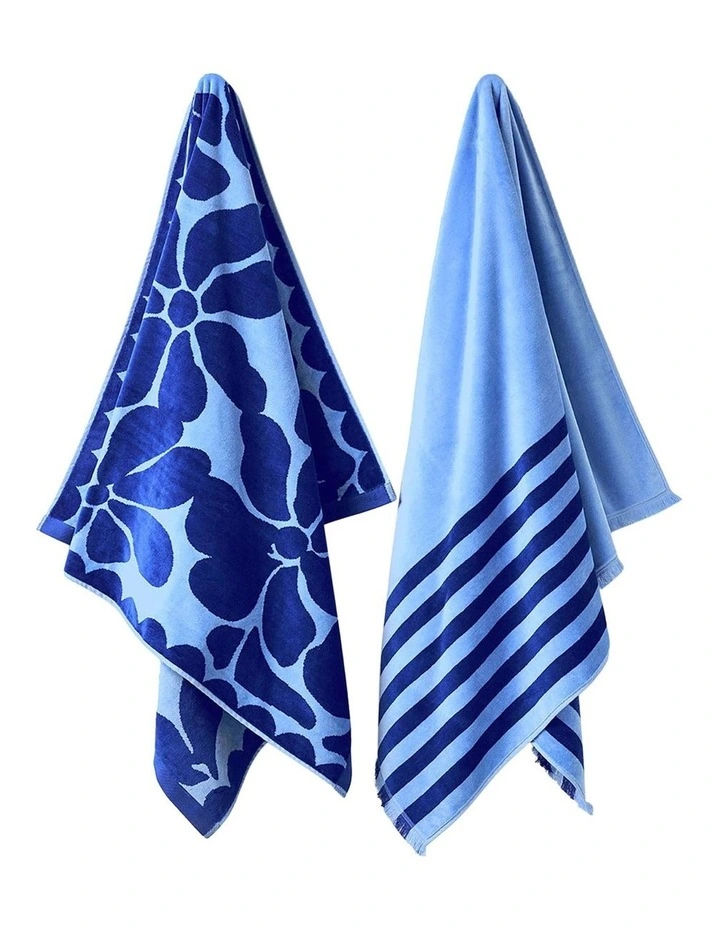 Palma Petal Australian Cotton Beach Towel in Royal Blue image 5