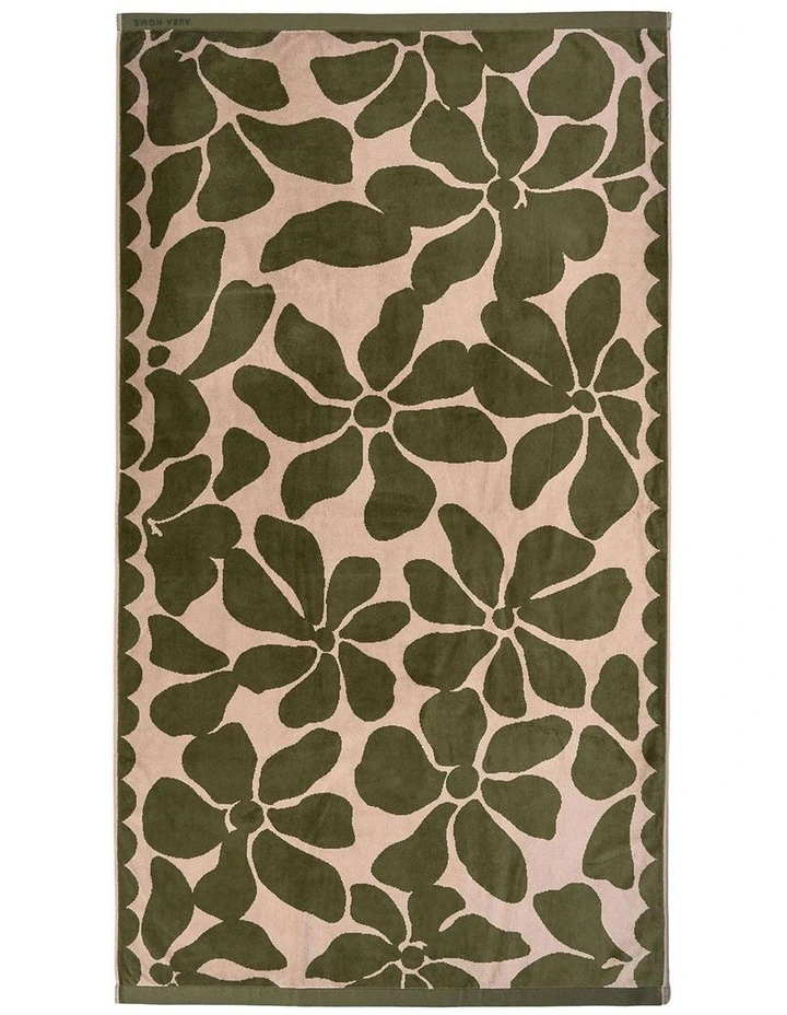 Palma Petal Australian Cotton Beach Towel in Caper/Shell image 1