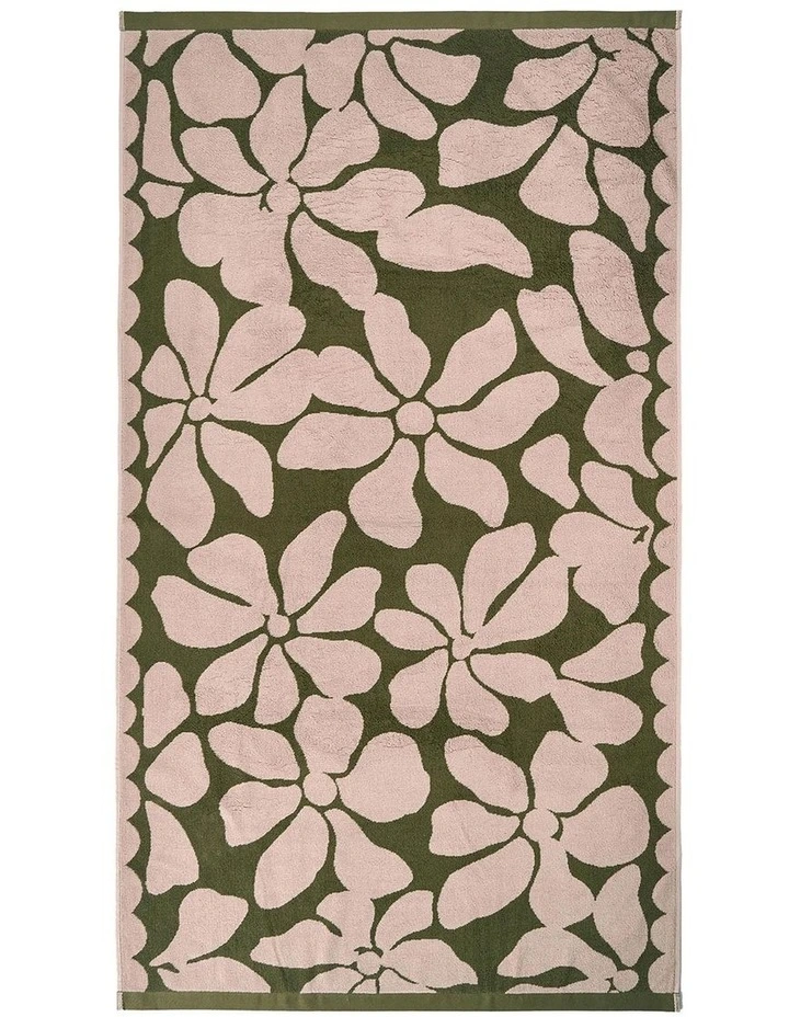 Palma Petal Australian Cotton Beach Towel in Caper/Shell image 2